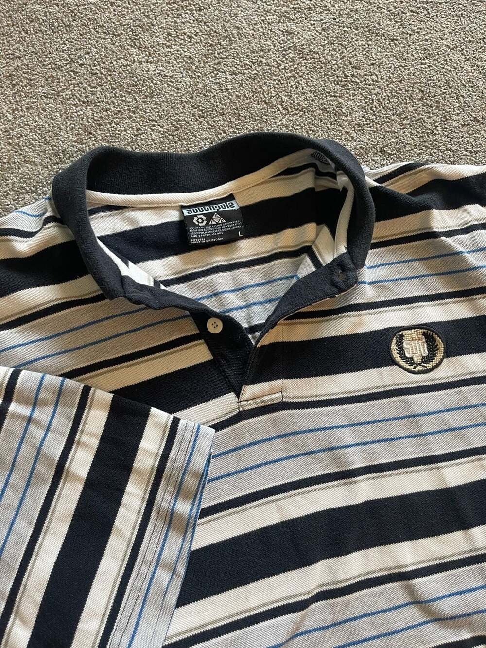 Southpole Striped Polo Rugby Shirt, Size L, Short Sleeve Polo Shirt